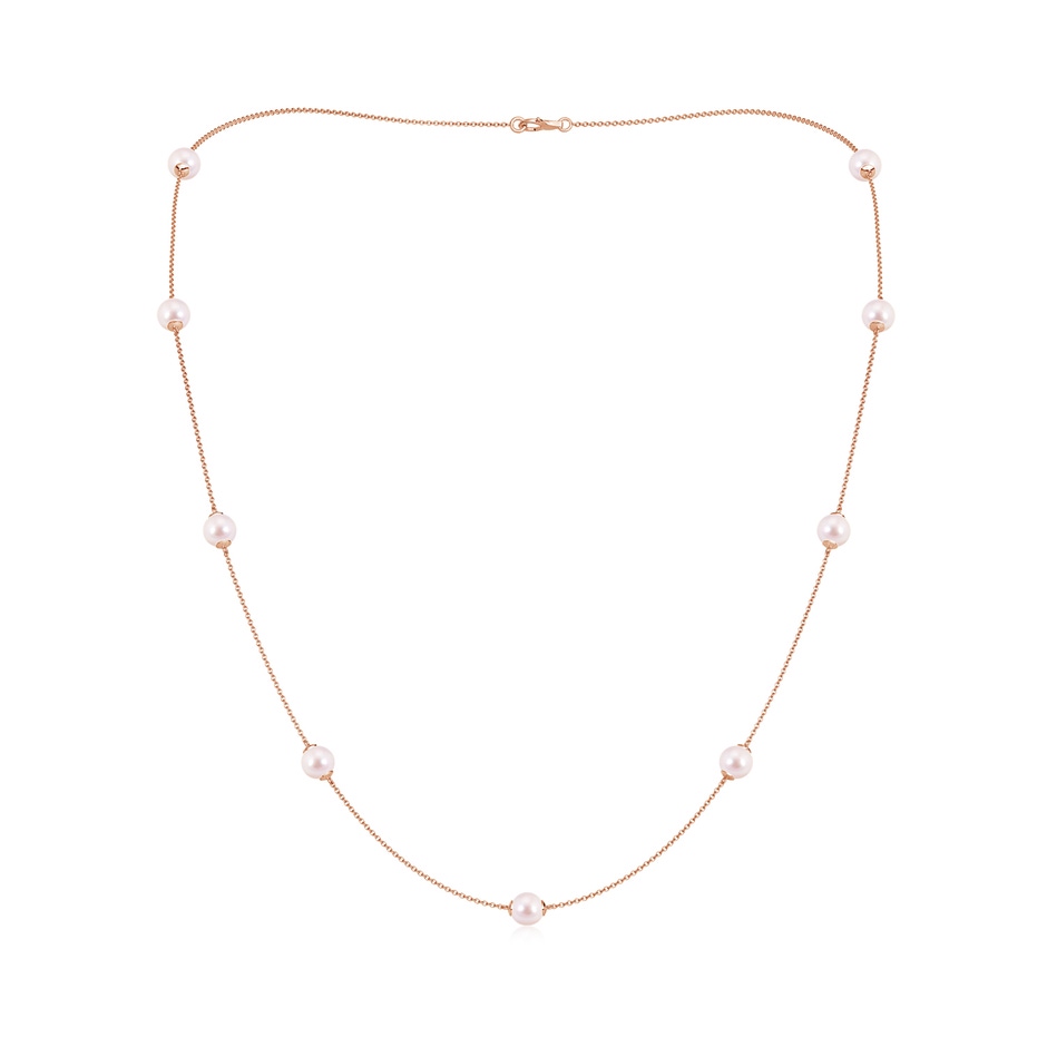 6-6.5mm AAAA 22" Japanese Akoya Pearl Station Necklace in Rose Gold 