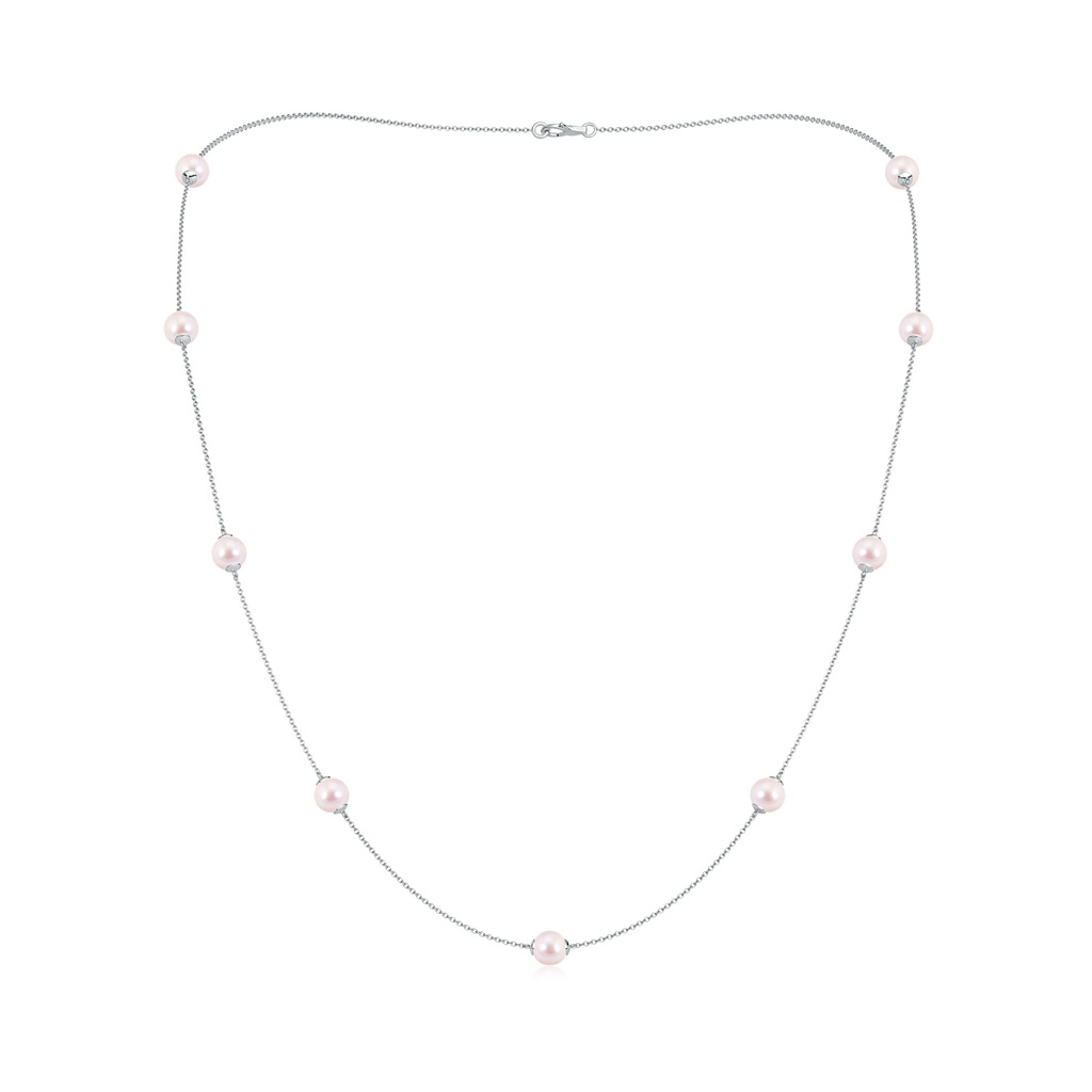 6-6.5mm AAAA 22" Japanese Akoya Pearl Station Necklace in White Gold