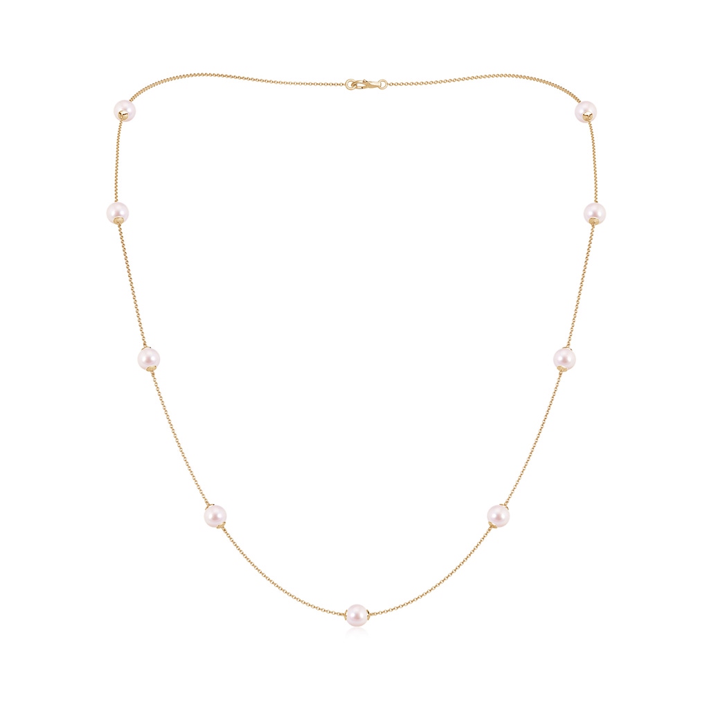 6-6.5mm AAAA 22" Japanese Akoya Pearl Station Necklace in Yellow Gold