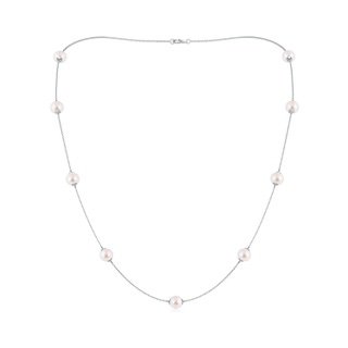 7-7.5mm AAA 22" Japanese Akoya Pearl Station Necklace in White Gold