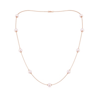 7-7.5mm AAAA 22" Japanese Akoya Pearl Station Necklace in Rose Gold