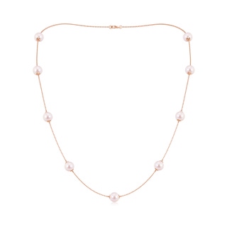 8-8.5mm AAAA 22" Japanese Akoya Pearl Station Necklace in Rose Gold