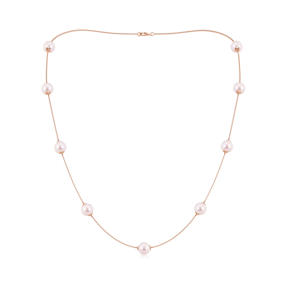 8-8.5mm AAAA 22" Japanese Akoya Pearl Station Necklace in Rose Gold 