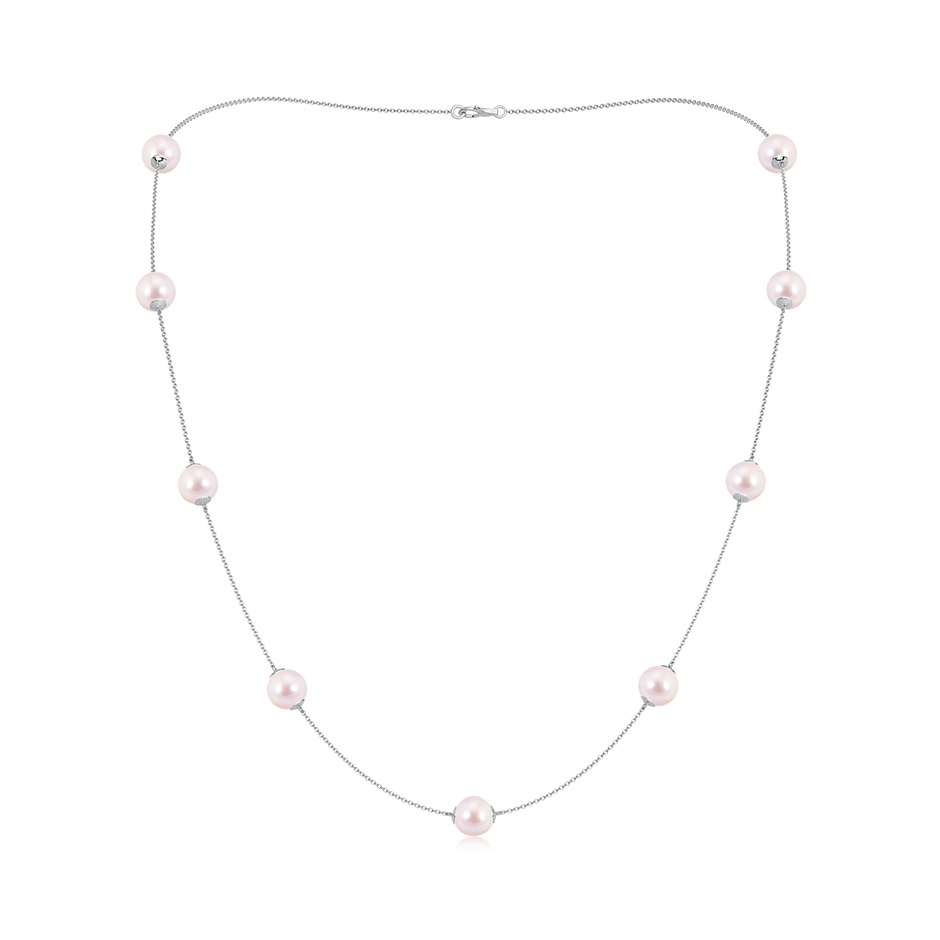 8-8.5mm AAAA 22" Japanese Akoya Pearl Station Necklace in White Gold 