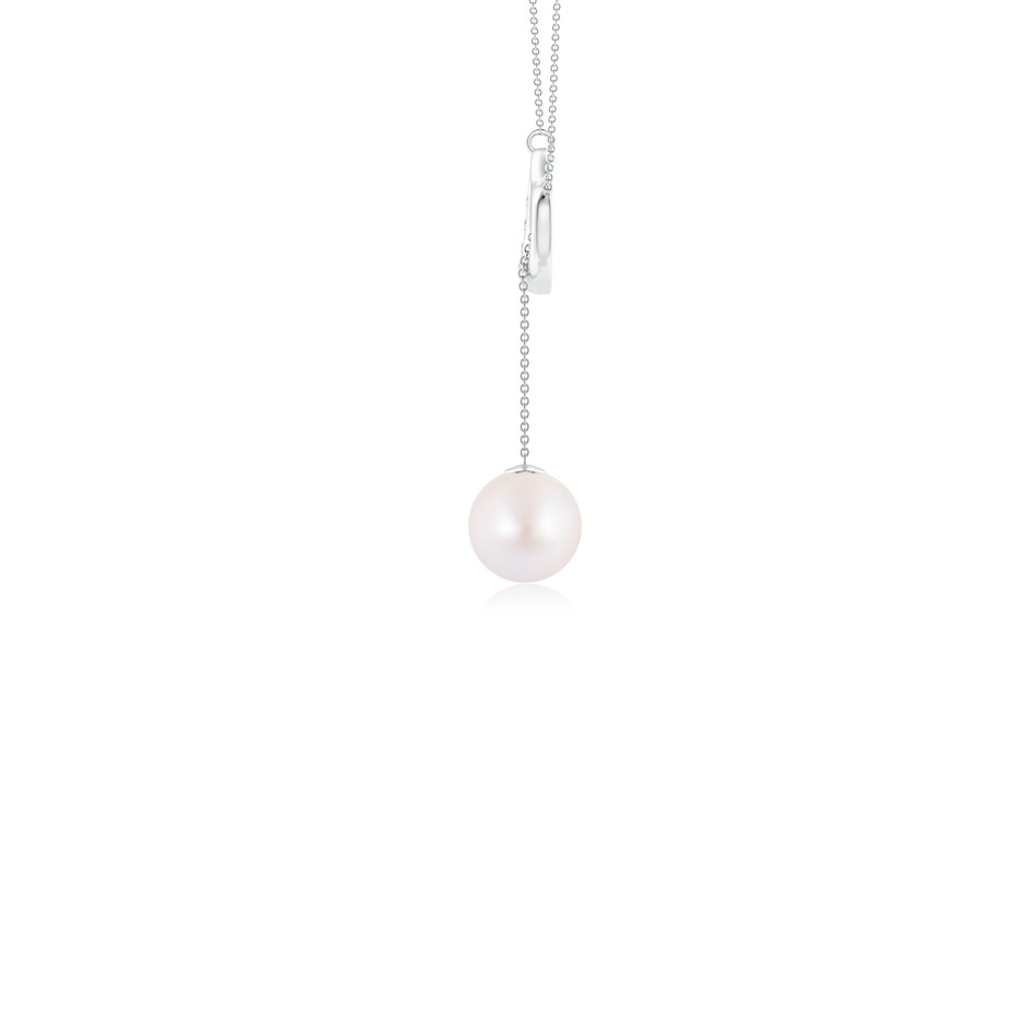 7mm AA Japanese Akoya Pearl Lariat-Style Heart Necklace in White Gold side 199