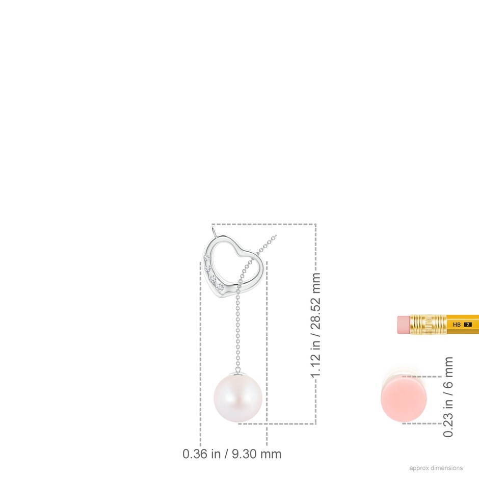 7mm AA Japanese Akoya Pearl Lariat-Style Heart Necklace in White Gold ruler