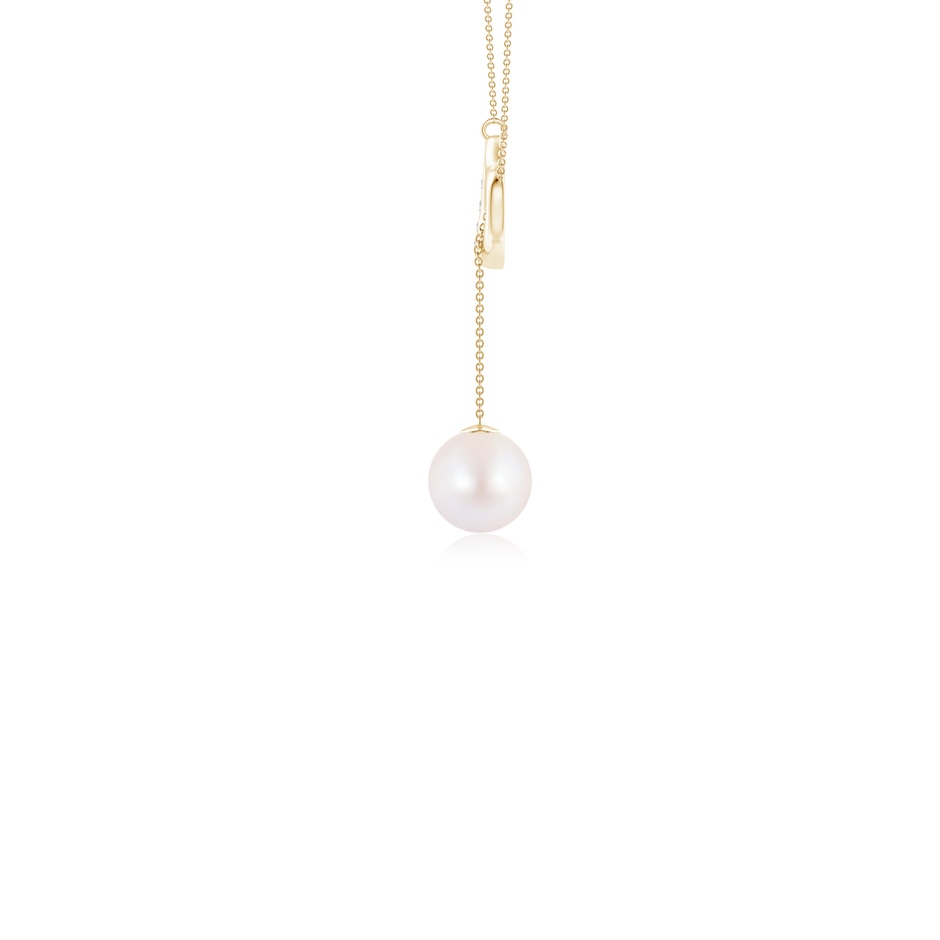 7mm AA Japanese Akoya Pearl Lariat-Style Heart Necklace in Yellow Gold side 199