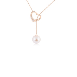 7mm AAA Japanese Akoya Pearl Lariat-Style Heart Necklace in Rose Gold
