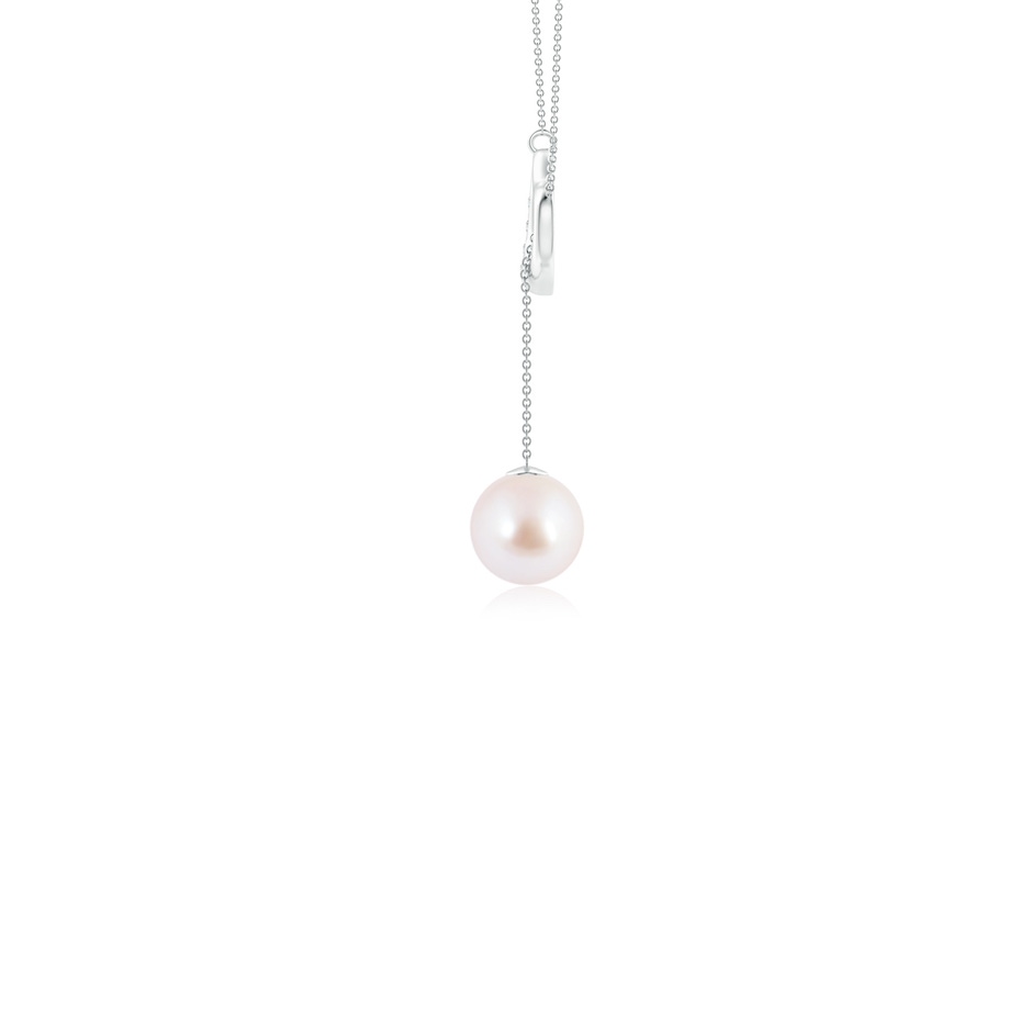 7mm AAA Japanese Akoya Pearl Lariat-Style Heart Necklace in White Gold side 199