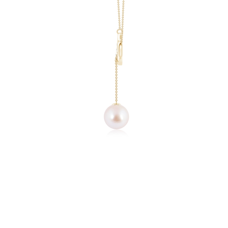 7mm AAA Japanese Akoya Pearl Lariat-Style Heart Necklace in Yellow Gold side 199