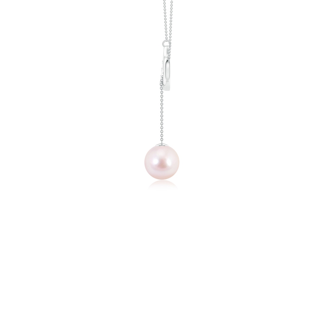 7mm AAAA Japanese Akoya Pearl Lariat-Style Heart Necklace in P950 Platinum Side 1