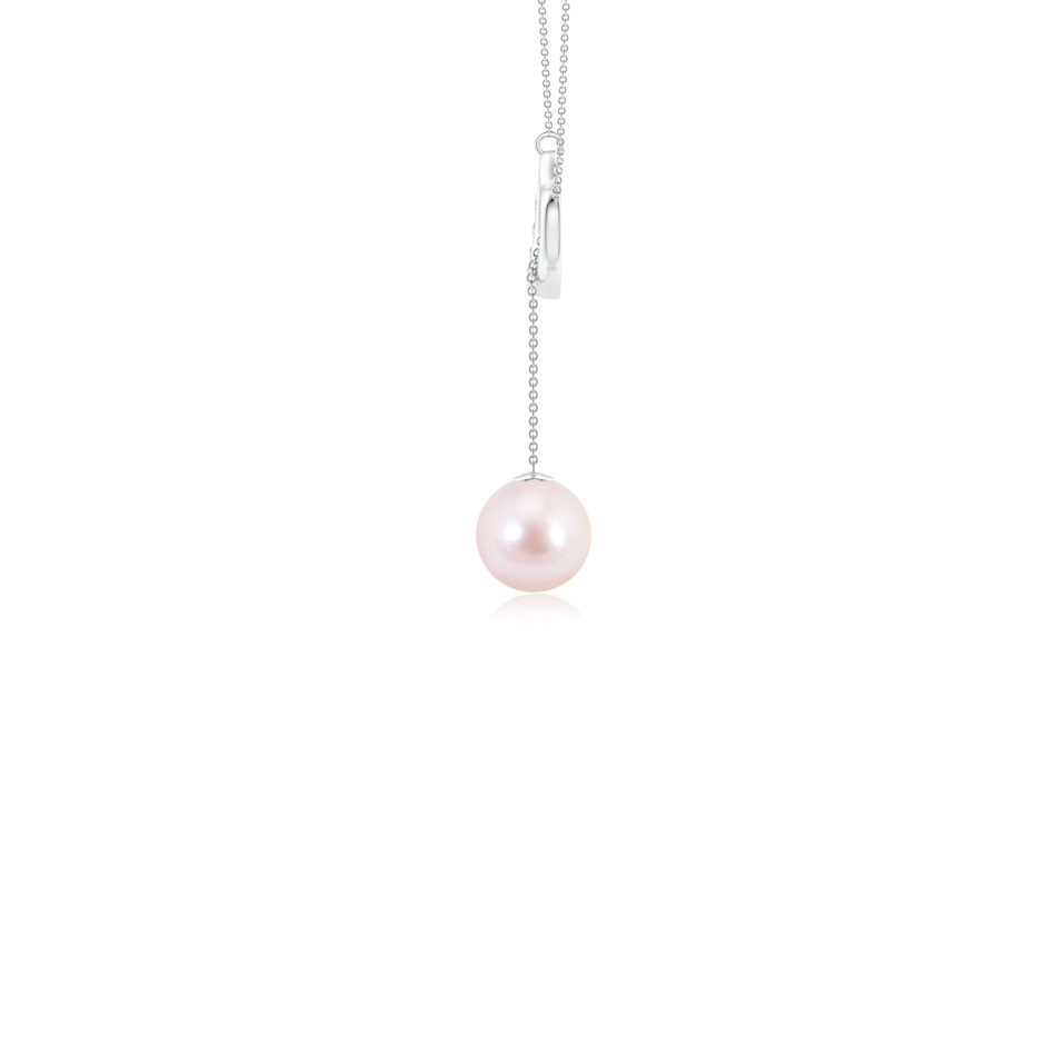 7mm AAAA Japanese Akoya Pearl Lariat-Style Heart Necklace in P950 Platinum side 1