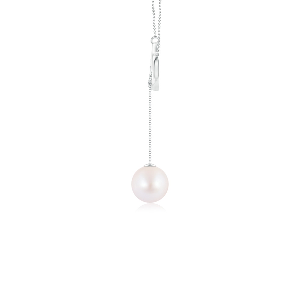 8mm AA Japanese Akoya Pearl Lariat-Style Heart Necklace in White Gold side 199