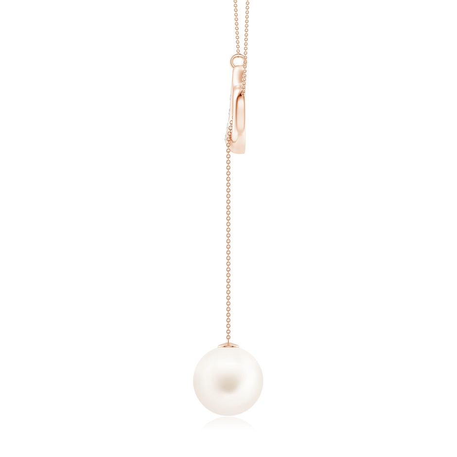 10mm AA Freshwater Pearl Lariat-Style Heart Necklace in Rose Gold side 1