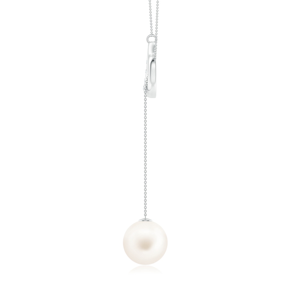 10mm AA Freshwater Pearl Lariat-Style Heart Necklace in White Gold side 1