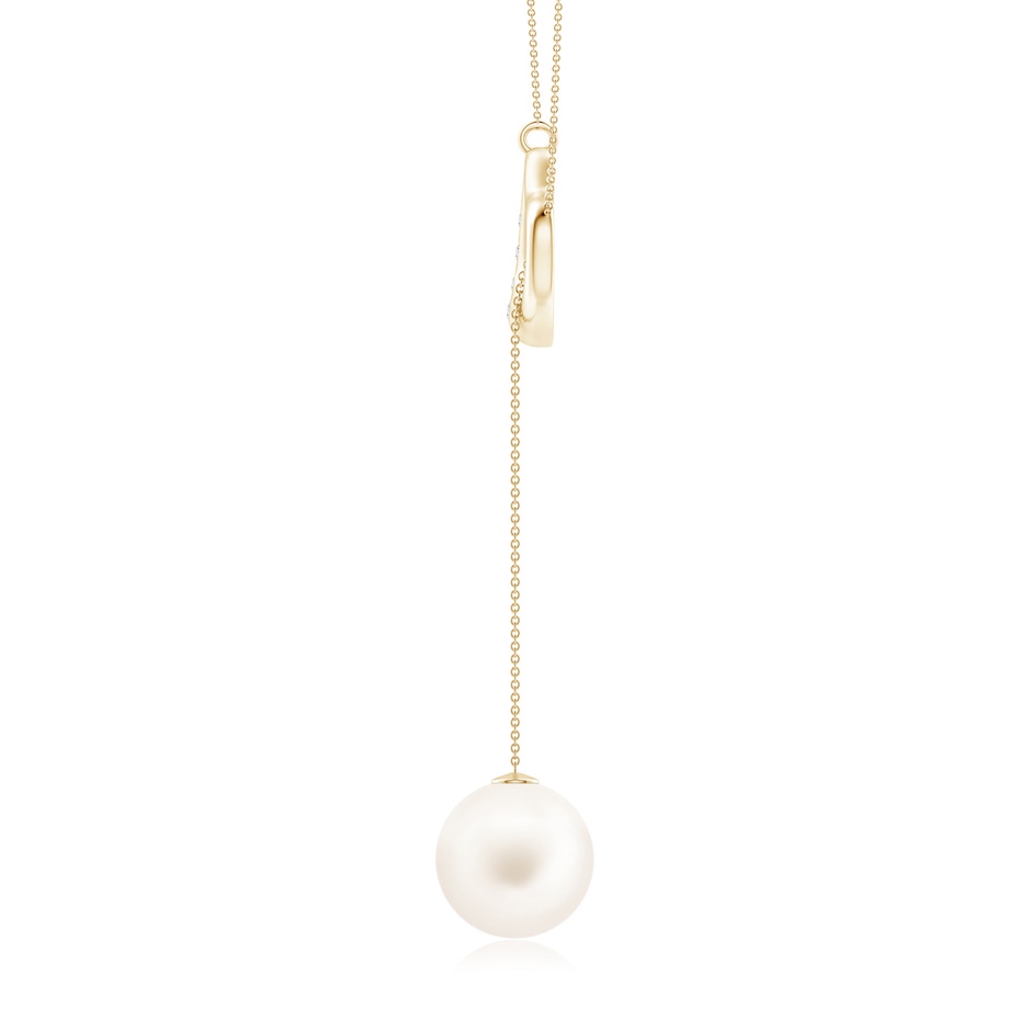 10mm AA Freshwater Pearl Lariat-Style Heart Necklace in Yellow Gold side 1