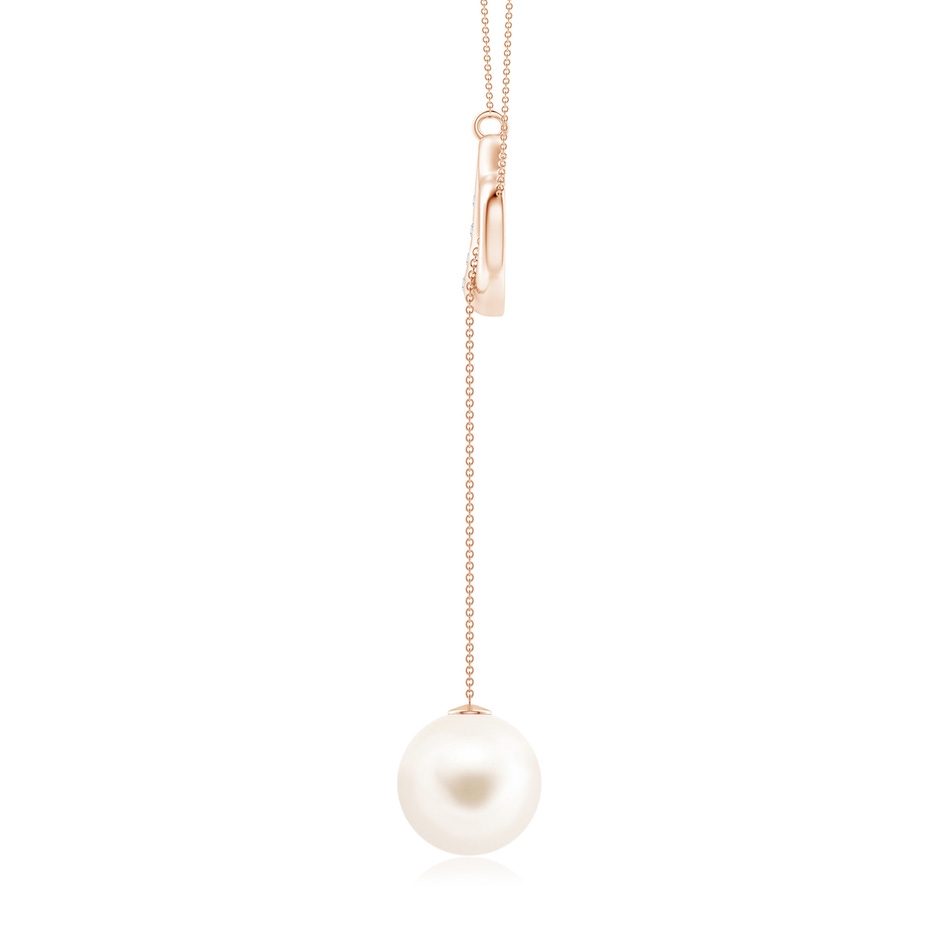 10mm AAA Freshwater Pearl Lariat-Style Heart Necklace in Rose Gold side 1