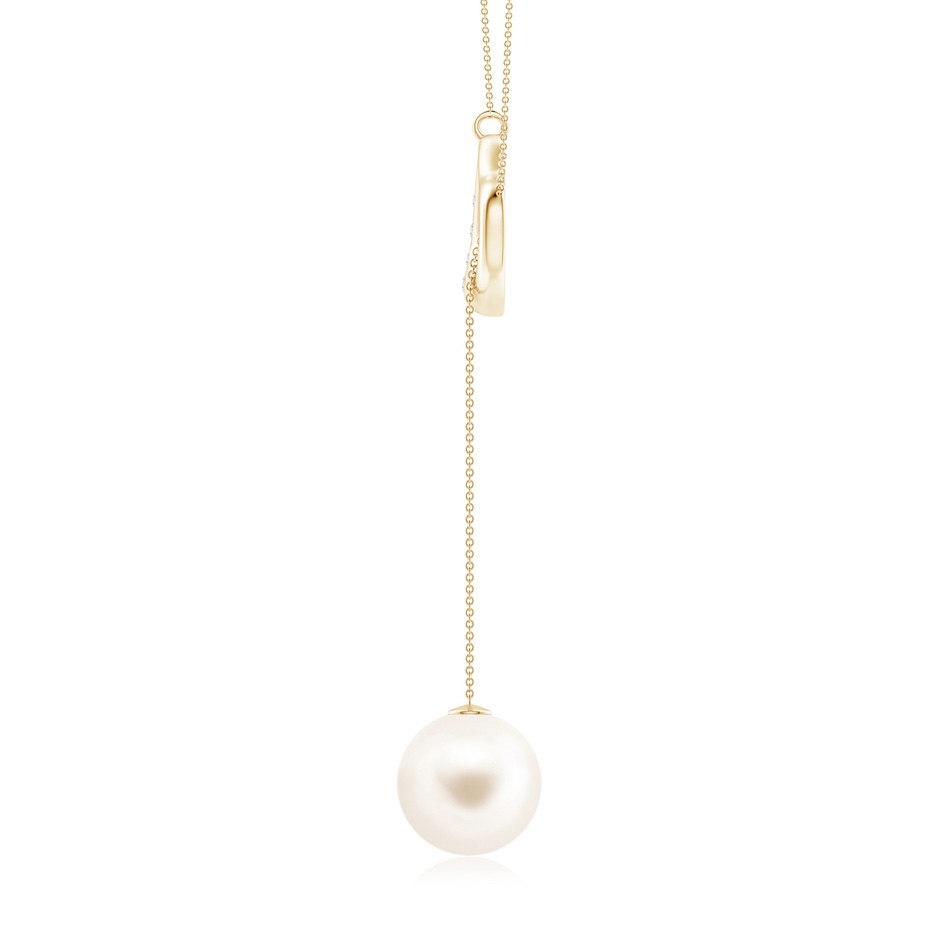 10mm AAA Freshwater Pearl Lariat-Style Heart Necklace in Yellow Gold side 1