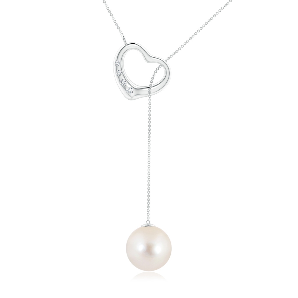 10mm AAAA Freshwater Pearl Lariat-Style Heart Necklace in P950 Platinum