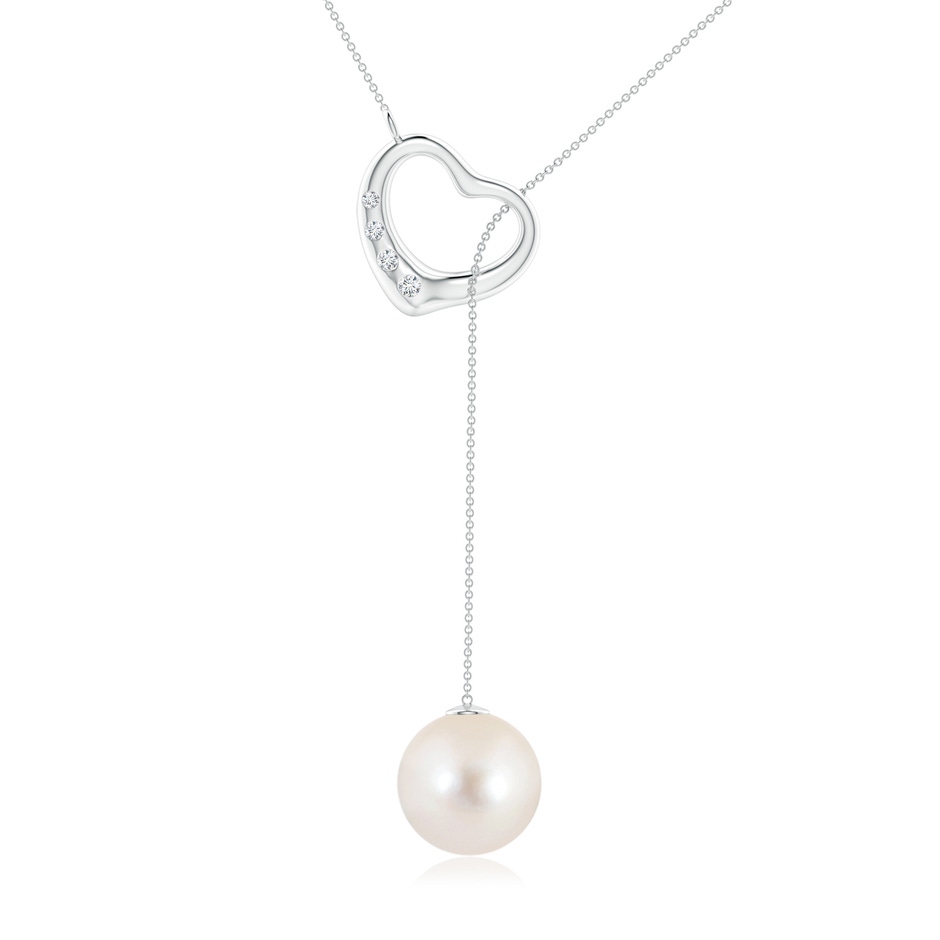 10mm AAAA Freshwater Pearl Lariat-Style Heart Necklace in P950 Platinum 