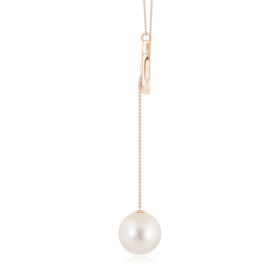 10mm AAAA Freshwater Pearl Lariat-Style Heart Necklace in Rose Gold side 1