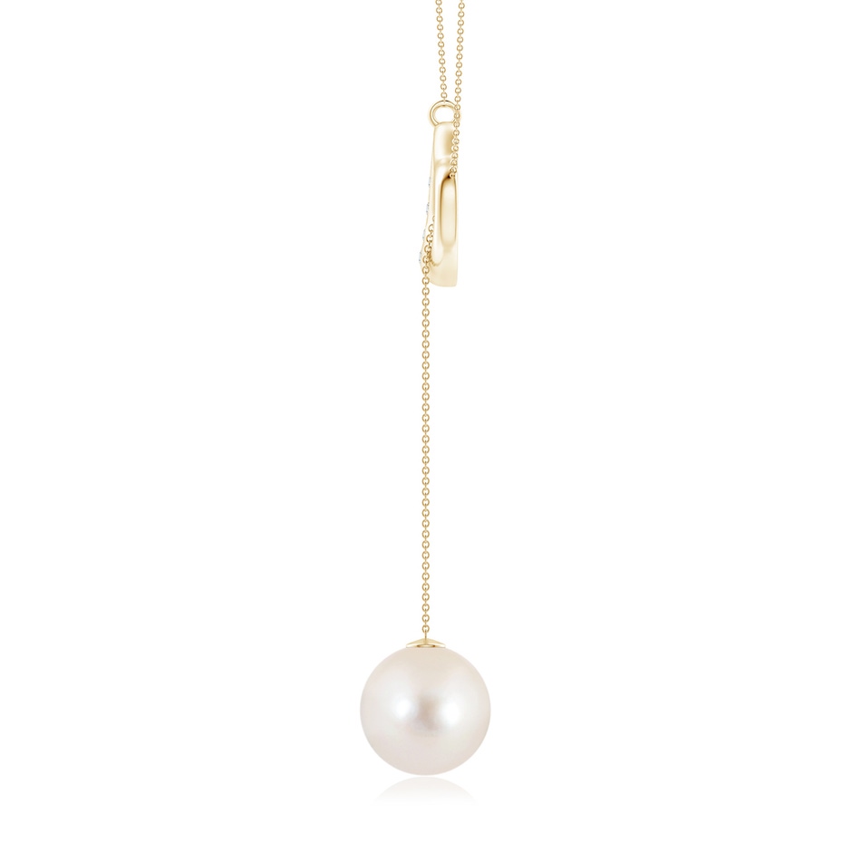 10mm AAAA Freshwater Pearl Lariat-Style Heart Necklace in Yellow Gold side 1