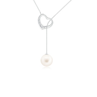 8mm AA Freshwater Pearl Lariat-Style Heart Necklace in P950 Platinum
