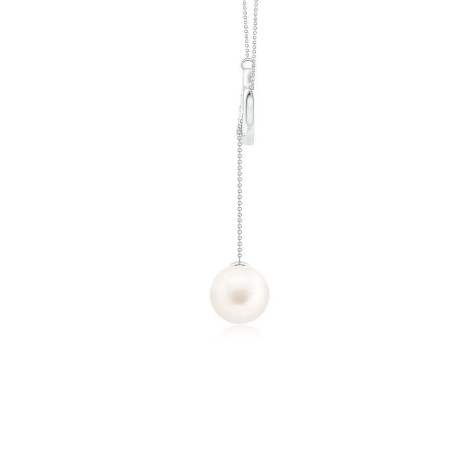 8mm AA Freshwater Pearl Lariat-Style Heart Necklace in White Gold side 1