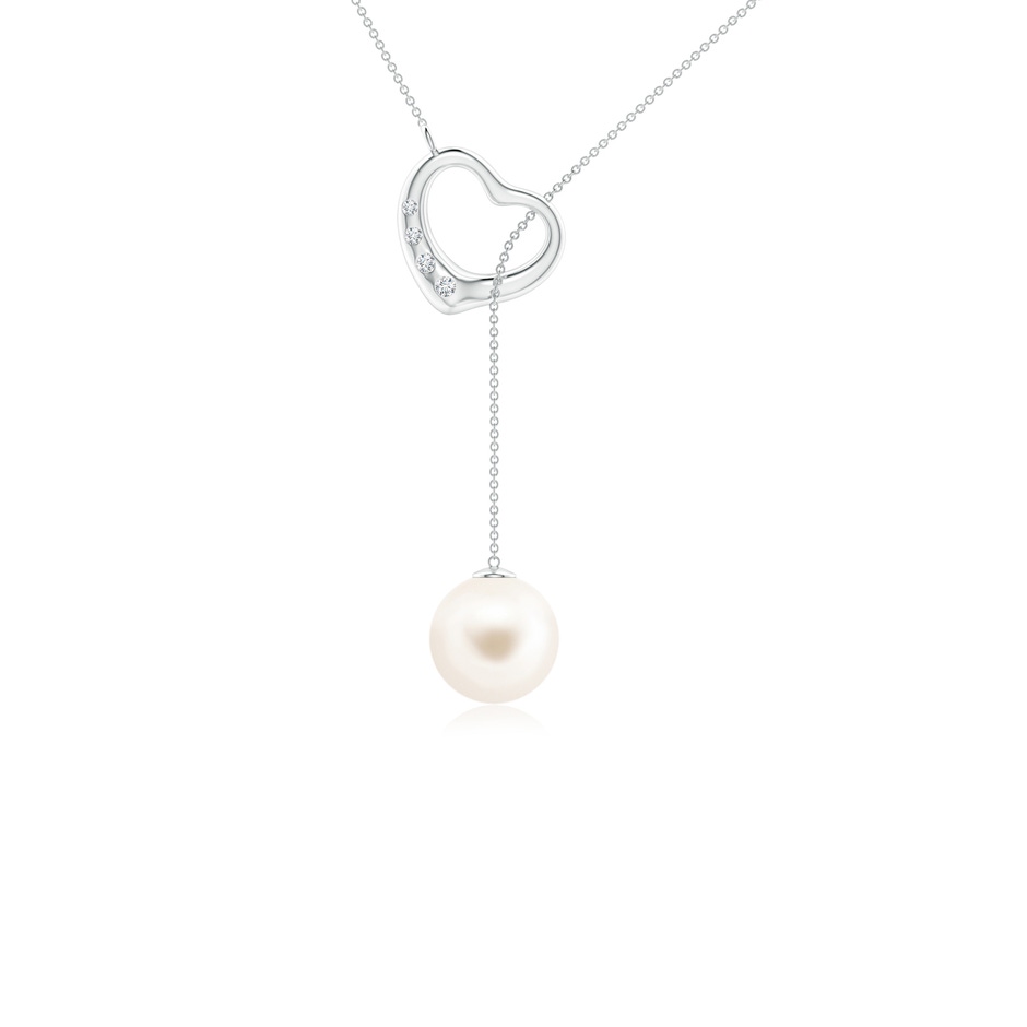 8mm AAA Freshwater Pearl Lariat-Style Heart Necklace in P950 Platinum 