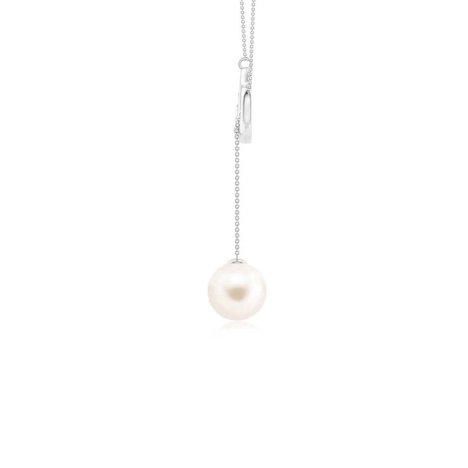 8mm AAA Freshwater Pearl Lariat-Style Heart Necklace in P950 Platinum side 1