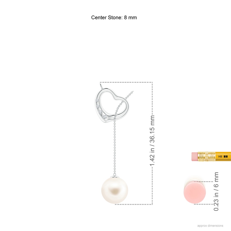8mm AAA Freshwater Pearl Lariat-Style Heart Necklace in P950 Platinum ruler