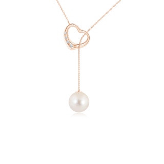 8mm AAAA Freshwater Pearl Lariat-Style Heart Necklace in Rose Gold