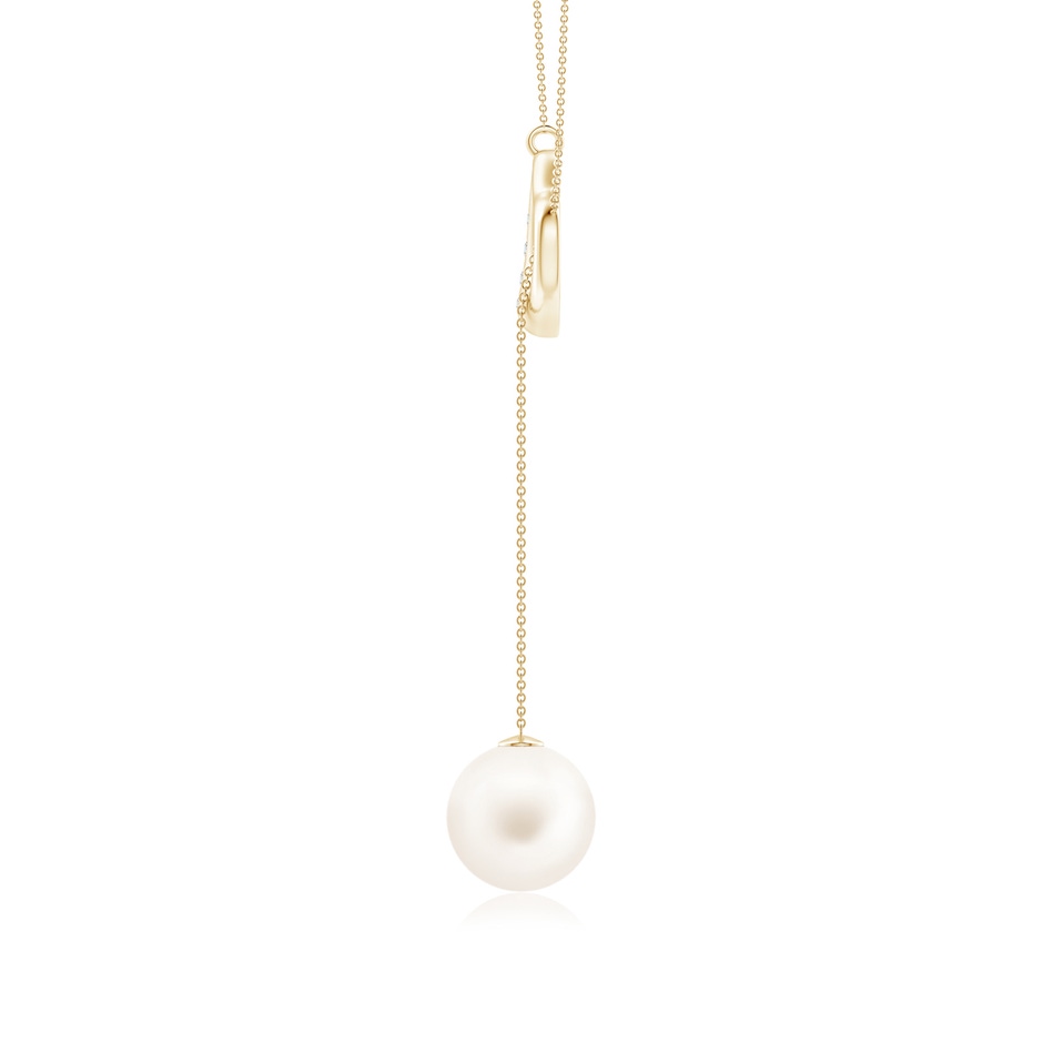 9mm AA Freshwater Pearl Lariat-Style Heart Necklace in Yellow Gold side 1