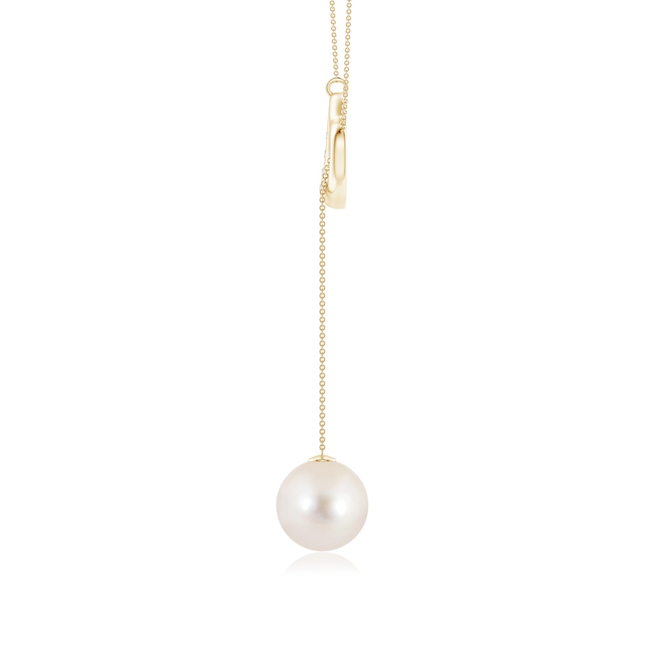 9mm AAAA Freshwater Pearl Lariat-Style Heart Necklace in Yellow Gold side 1