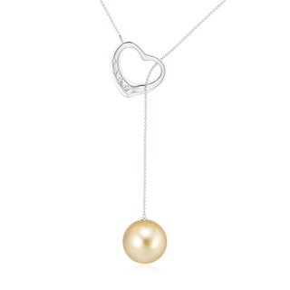 10mm AAAA Golden South Sea Pearl Lariat-Style Heart Necklace in P950 Platinum