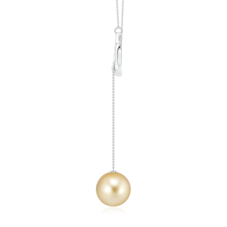 10mm AAAA Golden South Sea Pearl Lariat-Style Heart Necklace in White Gold side 1