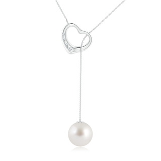 10mm AAA South Sea Pearl Lariat-Style Heart Necklace in P950 Platinum