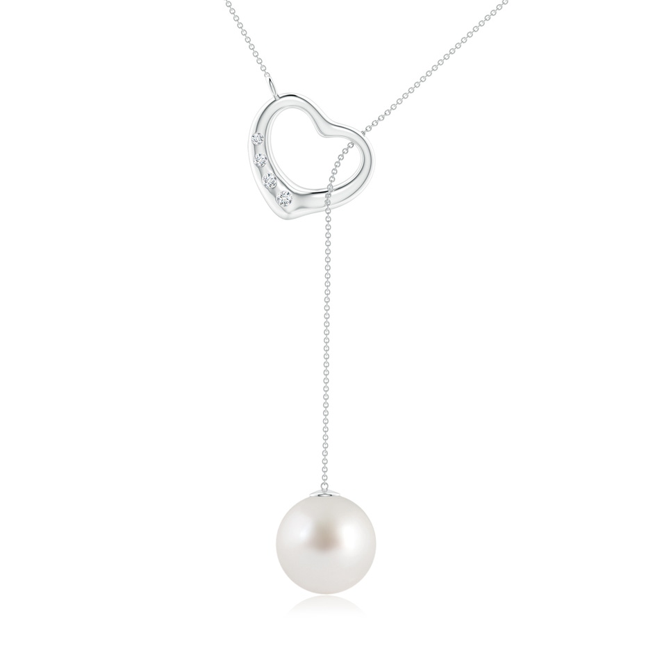 10mm AAA South Sea Pearl Lariat-Style Heart Necklace in P950 Platinum 