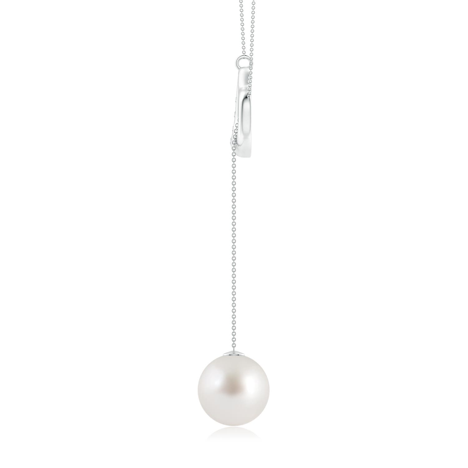 10mm AAA South Sea Pearl Lariat-Style Heart Necklace in P950 Platinum - side 1