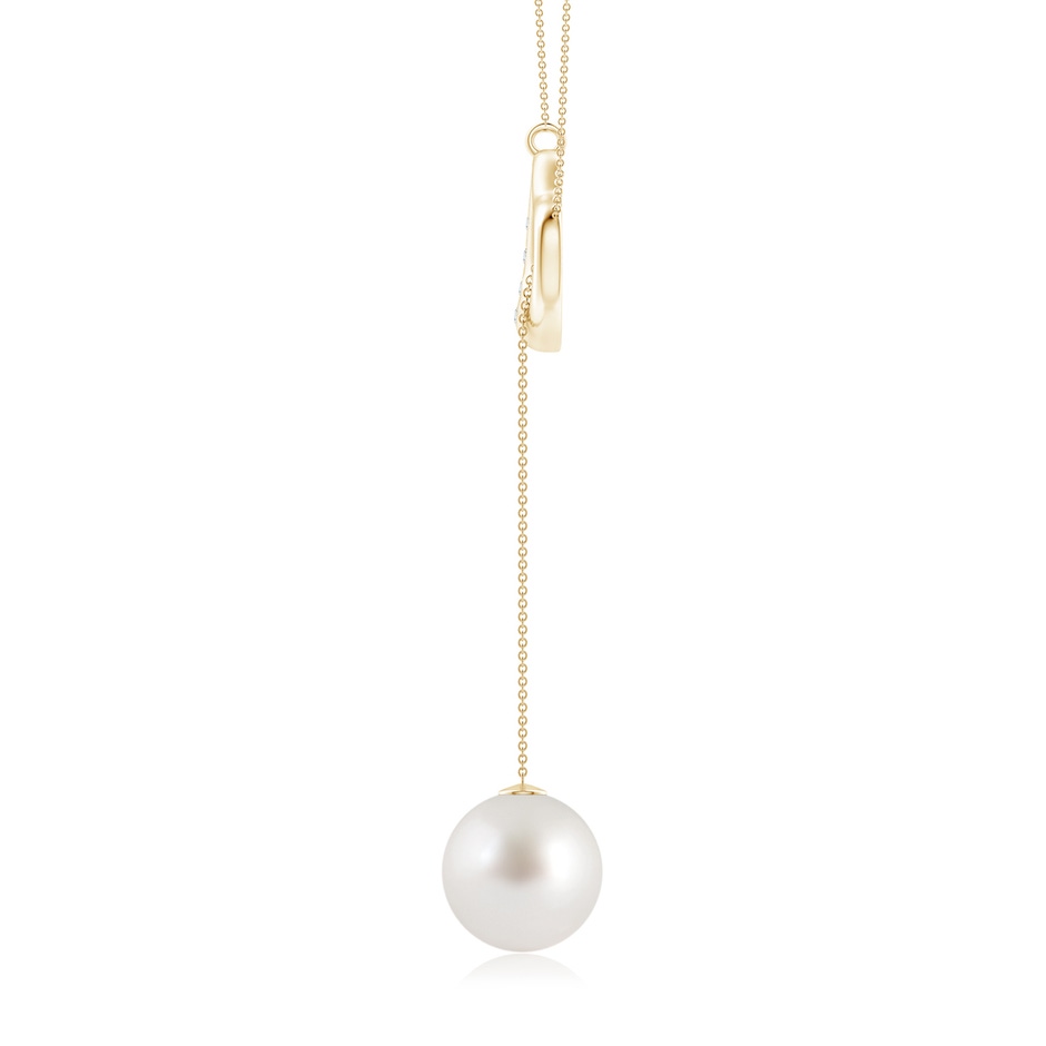 10mm AAA South Sea Pearl Lariat-Style Heart Necklace in Yellow Gold side 1