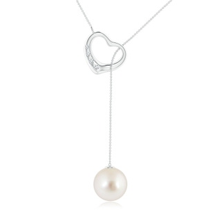10mm AAAA South Sea Pearl Lariat-Style Heart Necklace in P950 Platinum