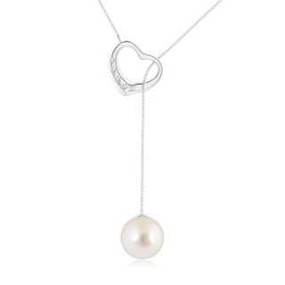 10mm AAAA South Sea Pearl Lariat-Style Heart Necklace in White Gold