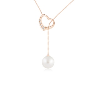 8mm AA South Sea Pearl Lariat-Style Heart Necklace in Rose Gold