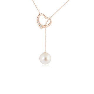 8mm AAAA South Sea Pearl Lariat-Style Heart Necklace in Rose Gold