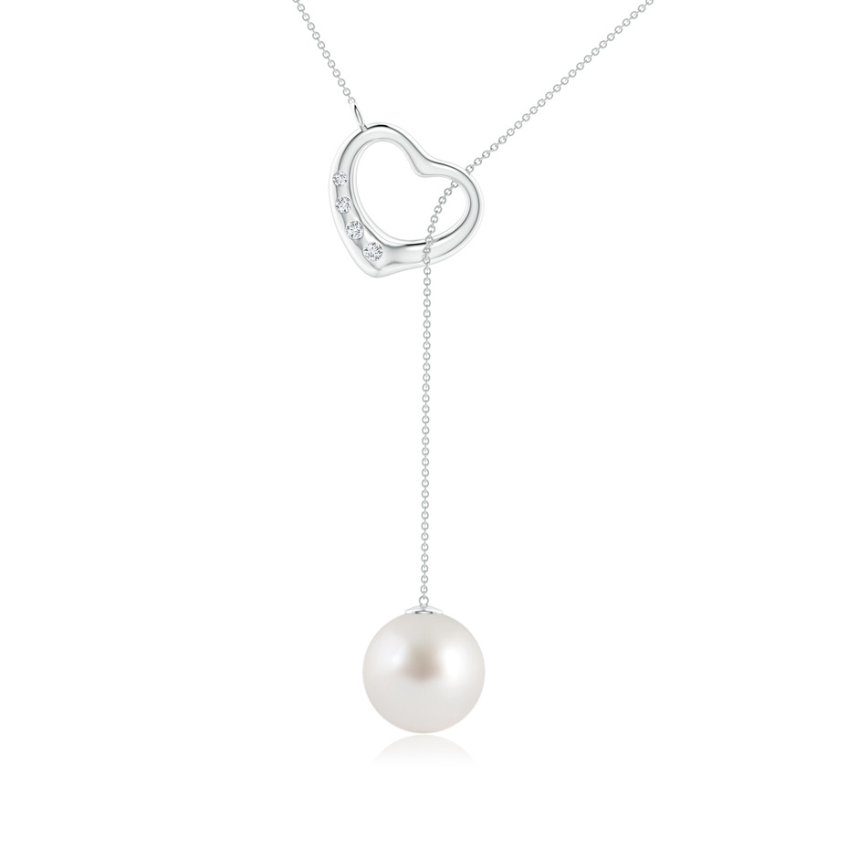 9mm AAA South Sea Pearl Lariat-Style Heart Necklace in White Gold 