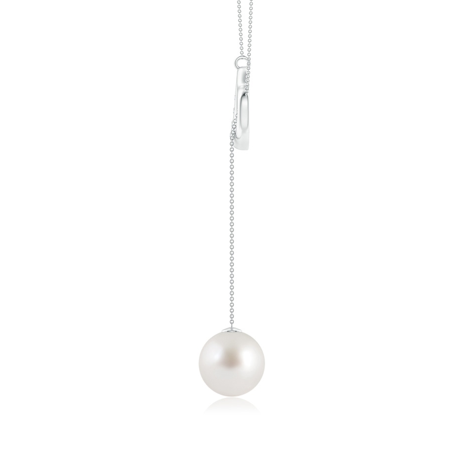 9mm AAA South Sea Pearl Lariat-Style Heart Necklace in White Gold Side 1