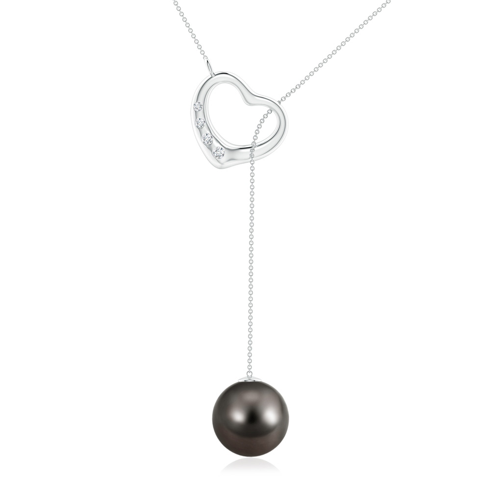 10mm AAA Tahitian Pearl Lariat-Style Heart Necklace in White Gold