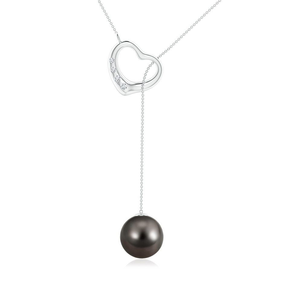 10mm AAA Tahitian Pearl Lariat-Style Heart Necklace in White Gold 