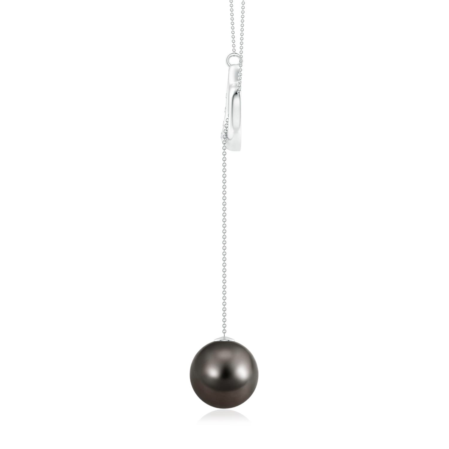 10mm AAA Tahitian Pearl Lariat-Style Heart Necklace in White Gold - side 2