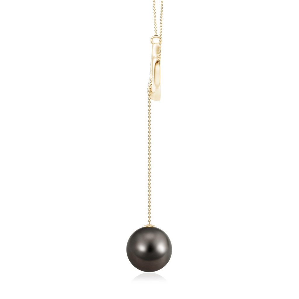 10mm AAA Tahitian Pearl Lariat-Style Heart Necklace in Yellow Gold Side 1